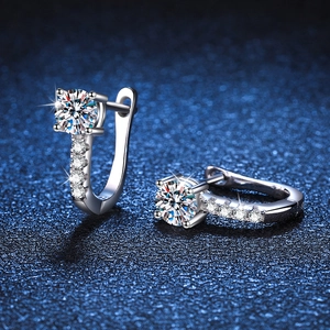 Boucles d'oreilles créoles en argent S925 avec moissanite 1 carat de couleur D