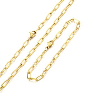 Minimalist gold stainless steel paperclip chain necklace for women with lobster clasp