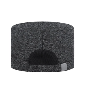 Men's winter thick knit military cap with adjustable metal buckle back view