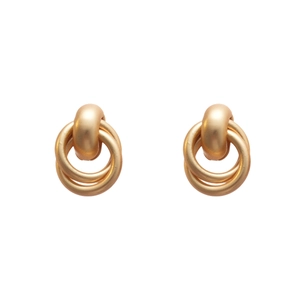 Boucles d'oreilles créoles géométriques entrelacées en or mat avec tiges en acier