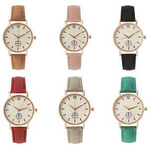 Minimalist quartz watches with matte leather straps in six colors and rose gold cases