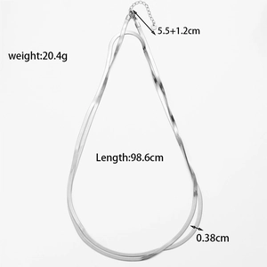 Minimalist double layer stainless steel snake chain necklace in silver finish