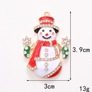 Sparkling snowman charm with red crystals for DIY jewelry making, 3.9cm x 3cm size