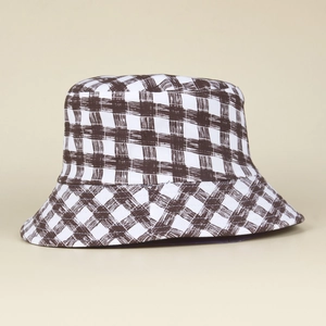 Chapeau bob classique à carreaux marron et blanc pour femme, style d'été et pare-soleil chic