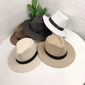 Paper Straw Fedora Hat Wide Brim Sun Protection Panama Style Summer Beach Sunhat For Men And Women