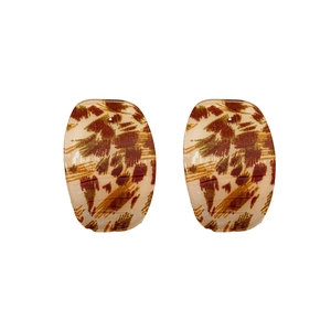 Minimalist square leopard print earrings with brown and beige tortoiseshell resin finish