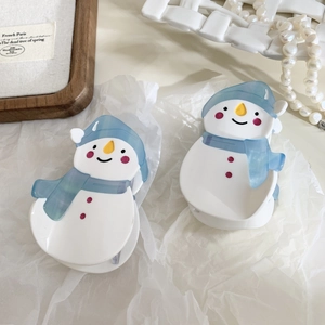 Lot de deux pinces à cheveux bonhomme de neige en acétate blanc et bleu, style d'hiver