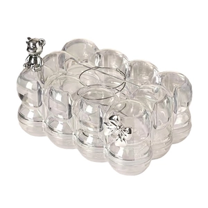 Luxury transparent bubble tissue box with silver bear and bow tie ornament details