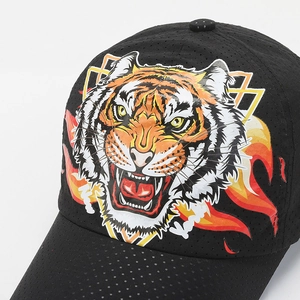 Breathable summer mesh baseball cap featuring a tiger print and sun protection