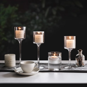 Portacandele In Vetro A Calice Design Lungo Trasparente Per Matrimonio Romantico Cena Decorazione Festa Candele Profumate Di Cera