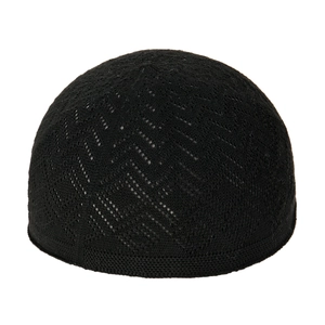 Classic black knitted docker cap with breathable hollow mesh design for men