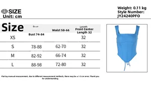 Guide des tailles pour haut corset avec mesures buste et taille en cm pour tailles XS-L