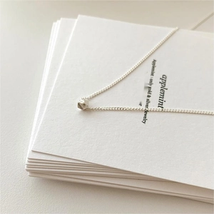 Minimalist 925 sterling silver necklace with irregular geometric square pendant charm