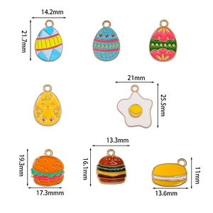 Ostereier und Essen Emaille Anhänger Set mit Maßen für kreativen DIY Schmuckbau