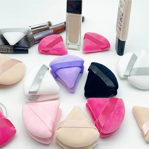 Set de borlas triangulares de terciopelo de colores con cinta para maquillaje de precisión