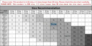 Size chart showing height and weight recommendations for European fit men's denim shirts