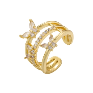 Chic multi-layer gold butterfly ear cuff with sparkling cubic zirconia stones