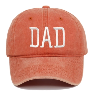 Close-up of the vintage washed cotton baseball cap with white DAD embroidery detail