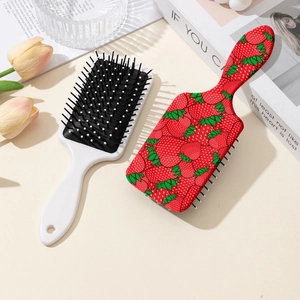 Set mit zwei Erdbeerdruck-Luftkissen-Haarbürsten für Damen mit Massageborsten