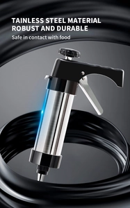 Macro detail of a robust stainless steel cookie press with durable food-safe metal parts