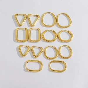 Minimalist 14K gold plated stainless steel geometric earrings in various shapes
