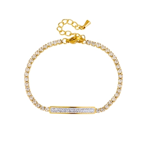 Elegantes goldfarbenes Kettenarmband mit funkelndem Strass-Steg und verstellbarem Verschluss