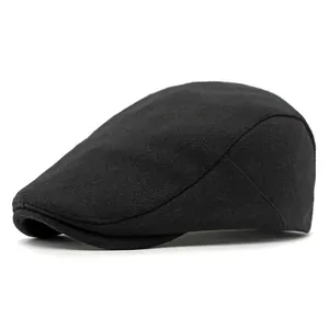 Klassische schwarze Schiebermütze aus Wolle für Damen und Herren im Retro-Design