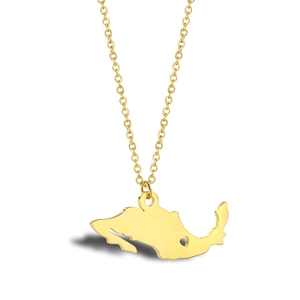 Collar minimalista dorado con colgante de mapa de México y detalle de corazón calado