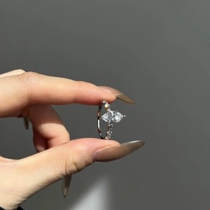 Close-up of S925 sterling silver ring featuring a marquise cut cubic zirconia stone