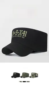 Detailansicht der Militär-Patrouillenmütze in Schwarz, Armeegrün und Camouflage-Design