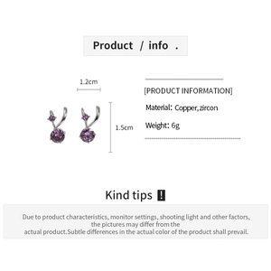 Detail specifications for purple zircon double-layer ear cuff with 1.2cm x 1.5cm sizing