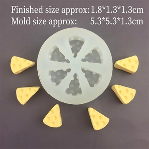 Detailed view of 6-cavity cheese silicone mold with dimensions 5.3x5.3x1.3cm