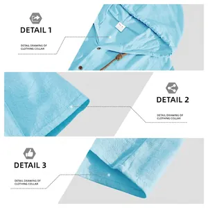 Men's breathable light blue linen hooded shirt with wooden buttons and textured fabric