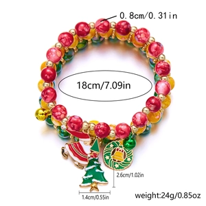 Detailansicht des Weihnachtsarmbands mit Anhängern und Größenangaben in Zentimetern