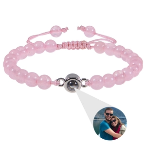 Foto Projektion Armband Naturstein Ich Liebe Dich 100 Sprachen Verstellbares Geflochtenes Seil Schmuck Herzanhänger Geschenk