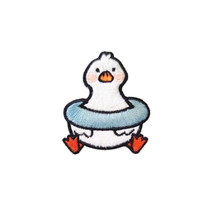 Écusson brodé de canard avec bouée bleue pour décoration de vêtements et coques de téléphone