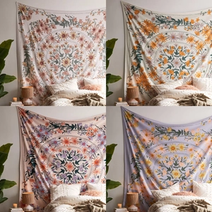 Mandala Wall Tapestry Bohemian Floral Pattern Polyester Fabric Hanging Backdrop For Bedroom Living Room Home Decor