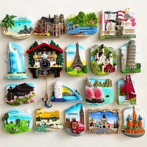 3D Resin Fridge Magnet World Travel Souvenir City Landmarks Refrigerator Magnetic Sticker Home Kitchen Decor