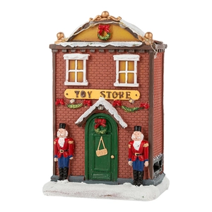 Luminous Christmas resin toy store figurine with LED lights and snow details for holiday decor