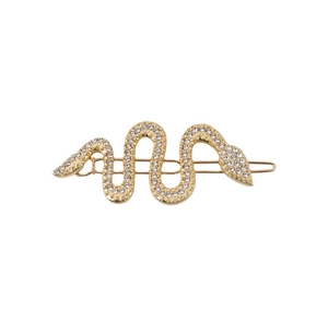 Elegant gold snake hair clip with sparkling rhinestones for a vintage aesthetic look