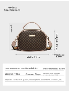 Detailed size specifications for the vintage polka dot crossbody handbag in PU leather