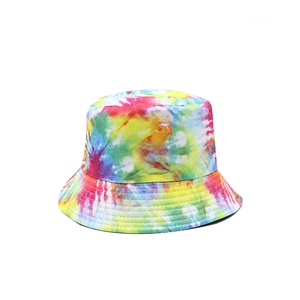 Cappello alla pescatora tie-dye colorato alla moda con tesa larga per la protezione solare