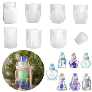 Silicone Drifting Bottle Mold With Stopper DIY Resin Wishing Bottle Storage Jar Crafting Tools Decorative Desktop Ornaments