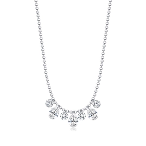 S925 sterling silver ball chain necklace with sparkling geometric CZ stone pendants