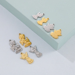 Golden and silver titanium steel Virgin Mary and Cupid angel pendant necklace accessories
