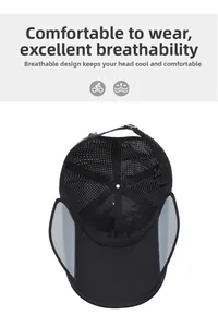 Detail view of breathable mesh lining and adjustable strap on a quick-dry sports cap