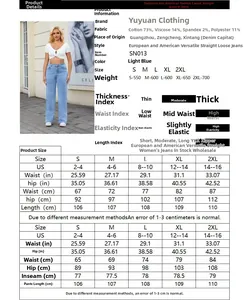 Tableau détaillé des tailles pour jean taille haute coupe droite avec mesures précises