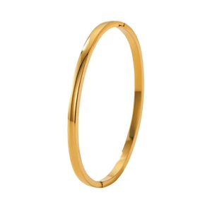 Polished 18K gold-plated oval bangle with minimalist hinged design for women and men
