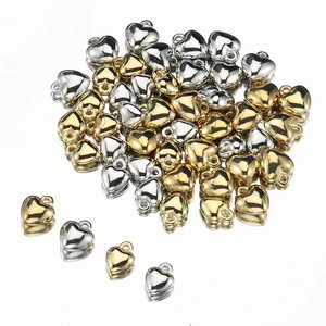 Heart Shaped Charms CCB Plastic Electroplated Golden Silver DIY Jewelry Making Accessories Small Lightweight