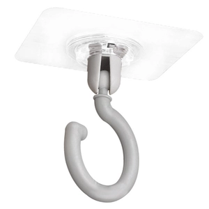 360-degree rotating ceiling hook with grey design and strong adhesive transparent base